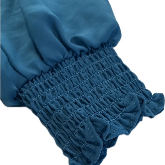 Guess Teal V-Neck Blouse Sz Small - Picture 5 of 9